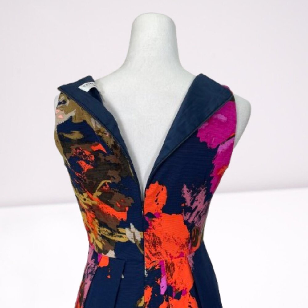 Trina Turk Hillary Fit & Flare Floral Dress Size 6 Navy & Pink - Picture 10 of 12